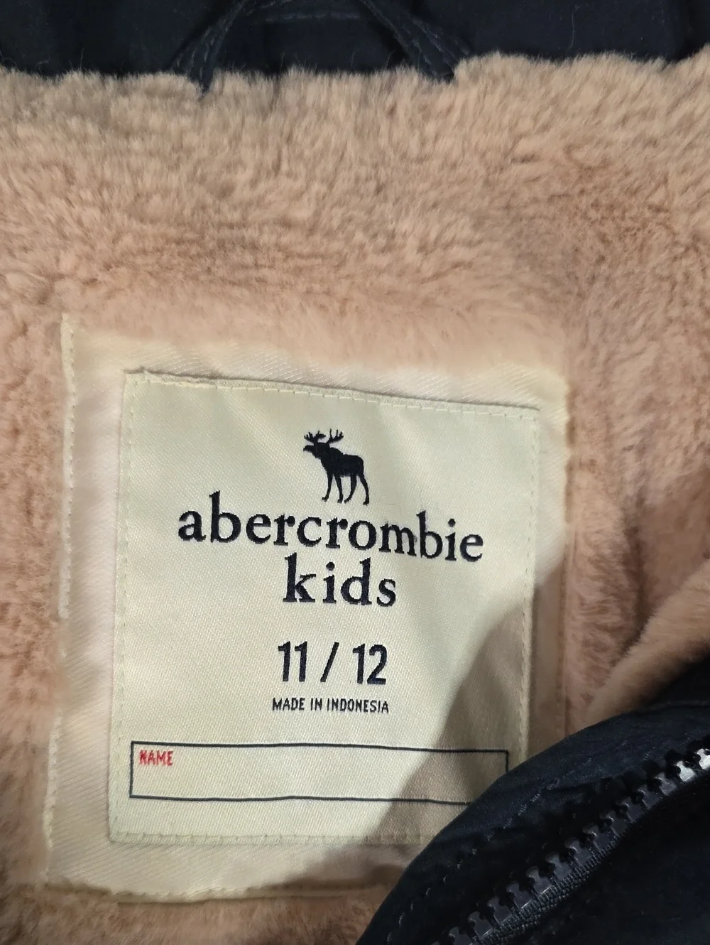 Abercrombie & Fitch Kids Navy Blue and Pink Lined Parka Coat Kids Size 11/12